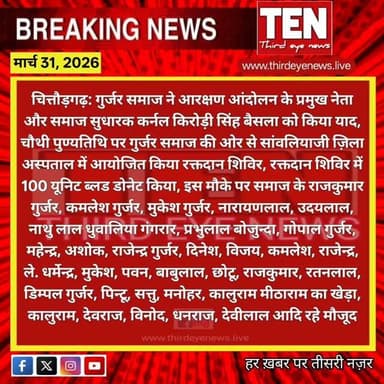 Chittorgarh: गुर्जर समाज ने आरक्षण आंदोलन के प्रमुख नेता और समाज सुधारक कर्नल किरोड़ी सिंह बैसला को किया याद
#chittorgar...