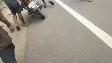 అడ్డతీగల పెట్రోల్ బంకు వద్ద రోడ్డు ప్రమాదం వ్యక్తికి గాయాలు