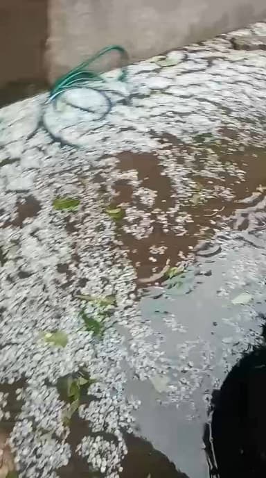 ग्वालियर,मध्य प्रदेश में तेज बारिश,आंधी और बर्फबारी।😊😔😐