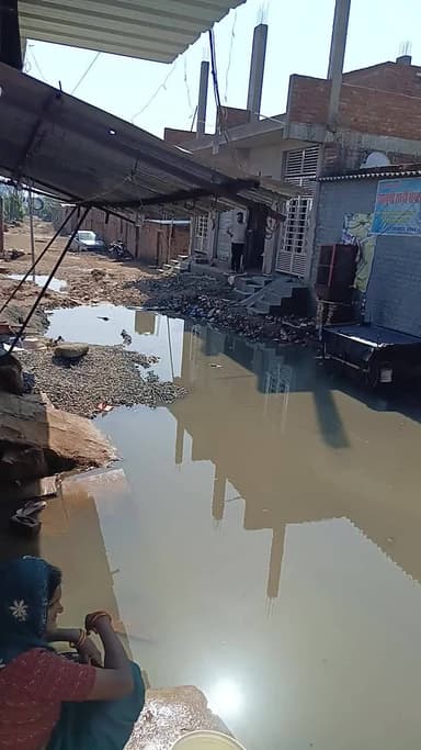 narayan vihar colony Galla Mandi ke pass sewer line saaf na hone ki bajah se gharon me gosa panni