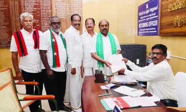 திருவண்ணாமலை: திருவண்ணாமலை சட்டமன்ற தொகுதி திமுக வேட்பாளர் எ.வ.வேலு வேட்புமனு தாக்கல்