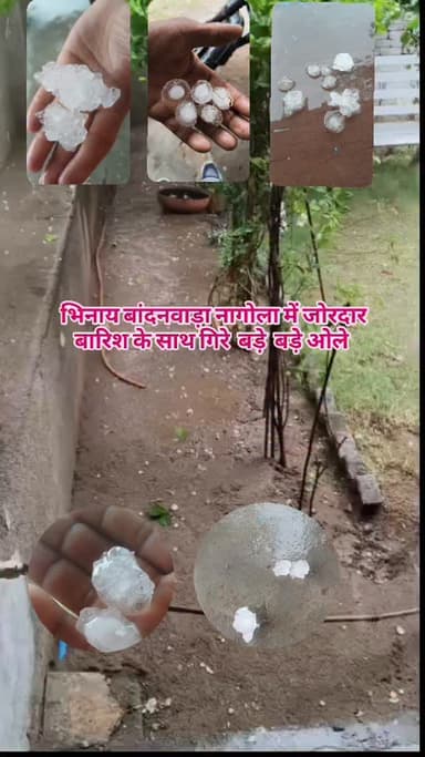 अजमेर के भिनाय,बांदनवाड़ा,नागोला में मंगलवार शाम को तेज बारिश के साथ गिरे बड़े-बड़े ओले| ☔⛈️🌨️ #wethar🌈❣️💫🌅🌍 #update #break...