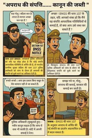 🚨नवीन आपराधिक कानून की धारा 107 BNSS के तहत बदमाशों द्वारा अपराधिक गतिविधियों से अर्जित की गई संपत्ति अब होगी #कुर्क