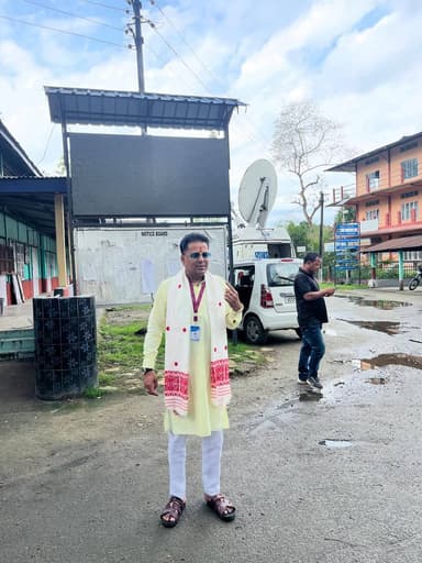 Manab Deka, BJP candidate from Lakhimpur and the sitting MLA, exercised his right to vote today at North Lakhimpur Unive...
