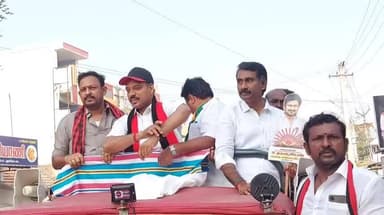 புதுக்கோட்டை: மியூசியம் திருக்கோகர்ணம் உள்ளிட்ட பல்வேறு இடங்களில் வாக்கு சேகரிப்பில் தோழமைக் கட்சி பொறுப்பாளர் உடன் ஈடுபட்ட MLA Dr முத்துராஜா