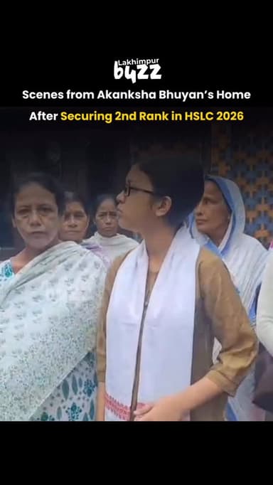 A joyful atmosphere was seen at the home of Akanksha Bhuyan after she secured the second rank in the HSLC 2026 examinati...