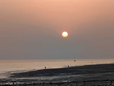 আজ গঙ্গাসাগরে সূর্য অস্তের মুহূর্ত।।