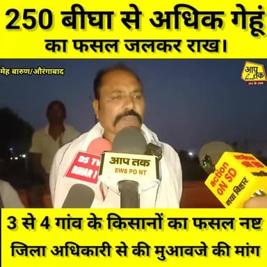 भीषण आग से 250 बीघा से अधिक गेहूं की फसल खाक, कई गांवों के किसान बेहाल; प्रशासन से मदद की गुहार। #wheat #aurangabad #bar...