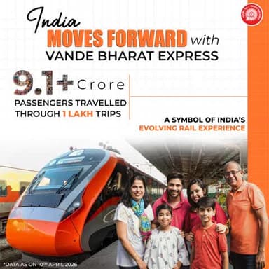 Indian Railways’ #VandeBharatExpress crosses approx. 4 crore passengers in FY 2025-26, with over 9.1 crore passengers to date through 1 lakh trips, reflecting widespread public trust and sustained demand.