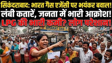 #बुलंदशहर #सिकंदराबाद में भारत गैस एजेंसी पर लंबी कतारें, उपभोक्ताओं में भारी आक्रोश।