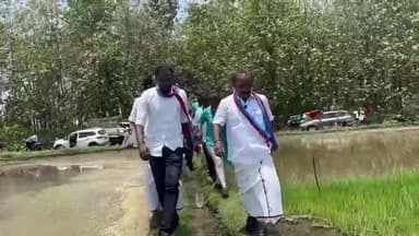 திட்டக்குடி: பெலாந் துறை பகுதியில் வயல்வெளியில் வேலை செய்த பெண்களிடம் அமைச்சர் வாக்கு சேகர