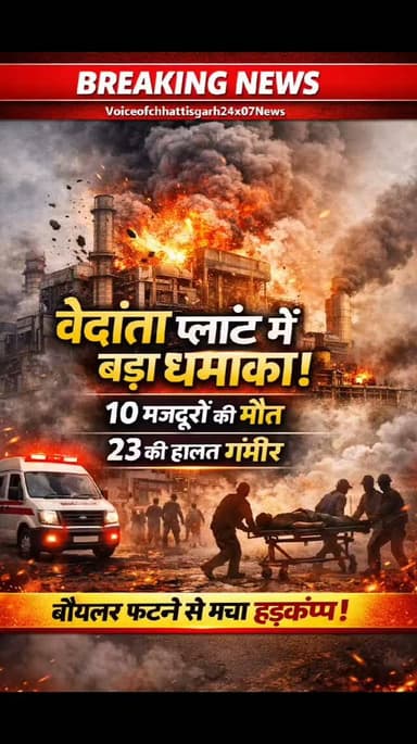 कोरबा/रायगढ़: छत्तीसगढ़ स्थित वेदांता पावर प्लांट में आज एक बड़ा हादसा हो गया। प्लांट में अचानक बॉयलर फटने से जबरदस्त ब्...