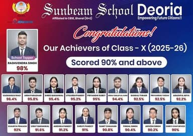 देवरिया। केंद्रीय माध्यमिक शिक्षा बोर्ड (CBSE), नई दिल्ली द्वारा आज कक्षा 10वीं का परीक्षा परिणाम घोषित किया गया, जिसमें...