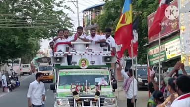 அரவக்குறிச்சி: ஏவிஎம் கார்னர் பகுதியில் அரவக்குறிச்சி அதிமுக வேட்பாளர் இரட்டை இலை சின்னத்திற்கு வாக்கு சேகரித்தார்