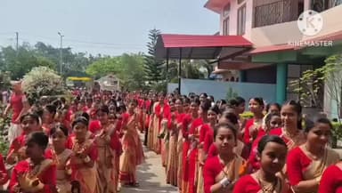 টিয়ক: টীয়কত বিহু পৰিৱেশন কৰিবলৈ ওলাই আহিল কেইবা শতাধিক ছাত্ৰ ছাত্ৰী