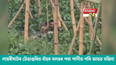 লাহৰীঘাটৰ টেঙাগুৰিত অঘটন। বাহঁৰ দলঙৰ পৰা পৰি আহত এগৰাকী মহিলা।