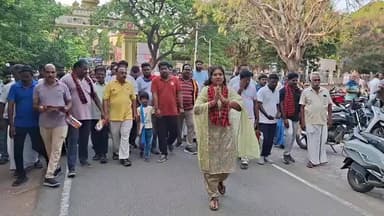 காஞ்சிபுரம்: அண்ணா காவல் அரங்க மைதானத்தில் உடற்பயிற்சி செய்தவர்களிடம் திமுக வேட்பாளர் தீவிரவாக்கு சேகரிப்பில் ஈடுபட்டார்