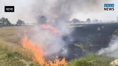 पटना जिले के विक्रम स्थित पतुत बधार में आग लगने के कारण 50 बीघा गेहूं की फसल जलकर हुई खाक, किसानों के बीच छाई मायूसी, सू...