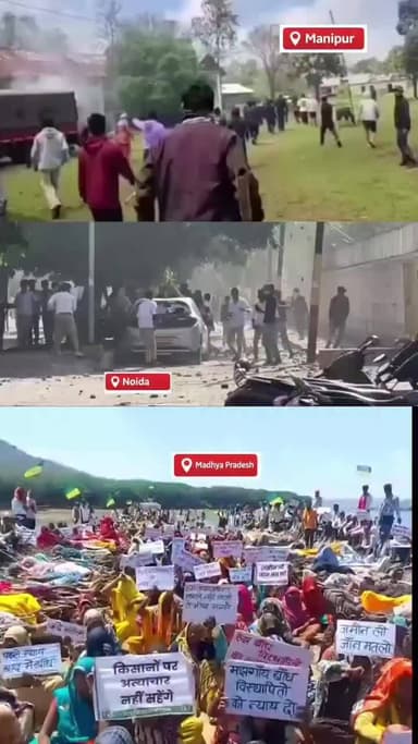 Breking किसानों पर अत्याचार from -> manipur, noida, मध्यप्रदेश but the government is busy with the election of Bengal