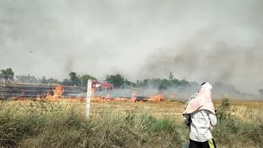 bidhuna kasbe ke khanjhanpur chirkua me lagi aag bhari nuksan hone se bacha