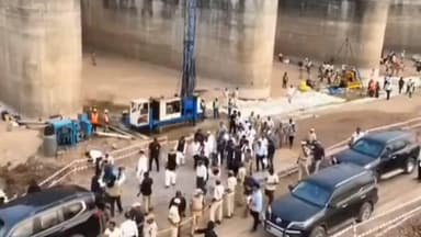 భూపాలపల్లి: మేడిగడ్డను పరిశీలించిన రాష్ట్ర ముఖ్యమంత్రి రేవంత్ రెడ్డి, పాల్గొన్న మంత్రులు