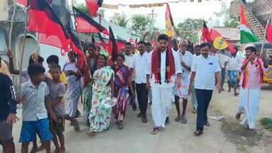 விழுப்புரம்: தணிக்கலாம்பட்டு கிராமத்தில் வீதி வீதியாக சென்று திமுக வேட்பாளர் கௌதம சிகாமணி வாக்கு சேகரிப்பில் ஈடுபட்டார்