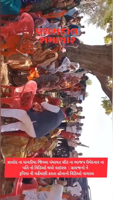 ઝાલોદ ના ધાવડીયા જિલ્લા પંચાયત સીટ ના ભાજપ ઉમેદવાર ના પતિ નો વિડિઓ થયો વાઇરલ : ગ્રામજનો ને રૂપિયા ની વહેંચણી કરતા હોવાનો...