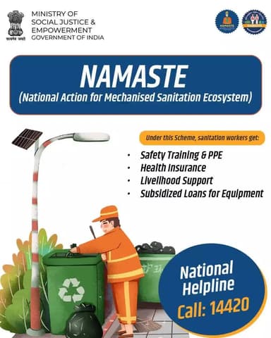 Empowering sanitation workers with safety, dignity, and support. 📞 Helpline: 14420 #NAMASTE