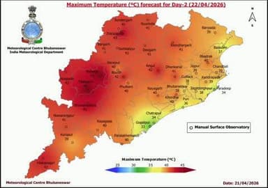 ନୂଆପଡା: ଗ୍ରୀଷ୍ମ ପ୍ରବାହକୁ ଦୃଷ୍ଟିରେ ରଖି ଆସନ୍ତାକାଲି ନୂଆପଡ଼ା ଜିଲ୍ଲାକୁ ରେଡ୍ ୱାର୍ଣିଂ ଜାରି କଲା ଭୁବନେଶ୍ଵର ଆଞ୍ଚଳିକ ପାଣିପାଗ ବିଭାଗ