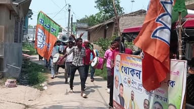 নানুর: নির্বাচনের আগে শেষ প্রচারে জোর ব্যাস্ততা নানুরে বিজেপি প্রার্থী খোকন দাসের প্রচারে