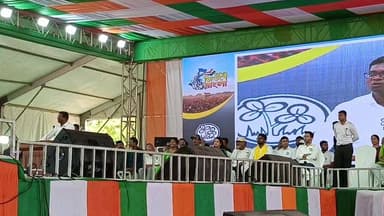 লালগড়ে তৃণমূল প্রার্থী মঙ্গল সোরেনের সমর্থনে জনসভা অভিষেক বন্দ্যোপাধ্যায়ের