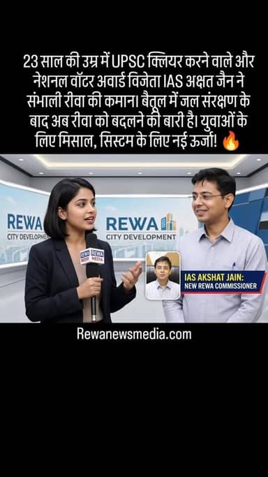 23 साल की उम्र में UPSC क्लियर करने वाले और नेशनल वॉटर अवार्ड विजेता IAS अक्षत जैन ने संभाली रीवा की कमान। बैतूल में जल ...