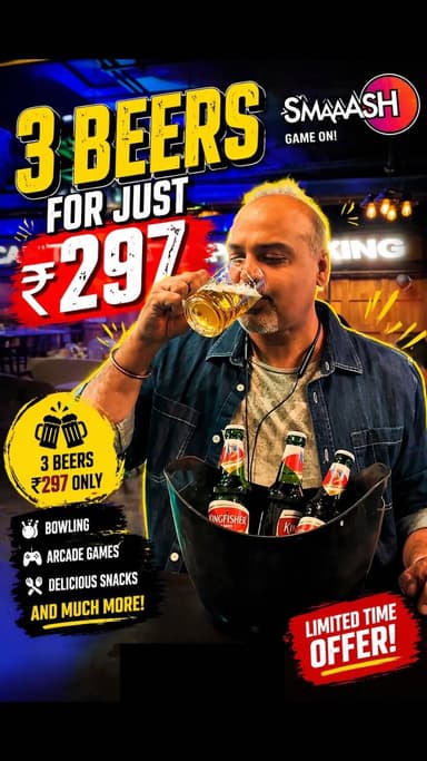 3 beers for just ₹297 @smaaash_live 🍻 Sounds unreal, right? We tried it out and yes, the offer is absolutely real! Great...
