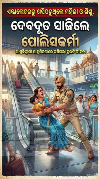 ଏସ୍କାଲେଟରରୁ ଖସିପଡ଼ୁଥିଲେ ମହିଳା ଓ ଶିଶୁ, ଦେବଦୂତ ସାଜିଲେ ପୋଲିସକର୍ମୀ
#RealHeroes
#PoliceBravery
#HumanityFirst
#escalatorsaf...