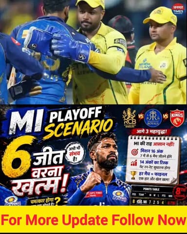 MI Playoff Scenario 2026: क्या मुंबई इंडियंस 6 जीत के साथ कर पाएगी कमाल? MI Playoff Chances IPL 2026 | 61560422452675:20...