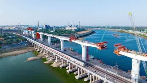Rising over the Sabarmati River in Gujarat, a 36-metre-tall, 480-metre-long bridge for the Mumbai-Ahmedabad #BulletTrain project achieves remarkable progress, with all foundation and substructure works completed.