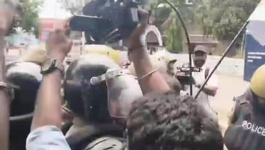 കണ്ണൂർ: നിതിൻ രാജിൻ്റെ മരണം, സിറ്റി പോലീസ് കമ്മീഷണർ ഓഫിസിലേക്ക് ജനതാദൾ നടത്തിയ മാർച്ച് പോലീസ് തടഞ്ഞു