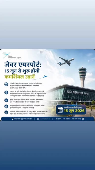 जेवर एयरपोर्ट: 15 जून से शुरू होंगी कमर्शियल उड़ानें #NoidaInternationalAirport #JewarAirport #AviationNews