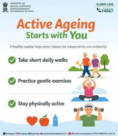 Stay active, stay independent—healthy ageing begins with small daily steps; call 14567 for support.
#AgeingWithDignity