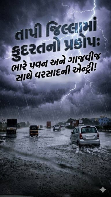 તાપી જિલ્લામાં કુદરતનો પ્રકોપ: ભારે પવન અને ગાજવીજ સાથે વરસાદની એન્ટ્રી #tapi #rainupdate #tapimitradigital #vyara #guja...