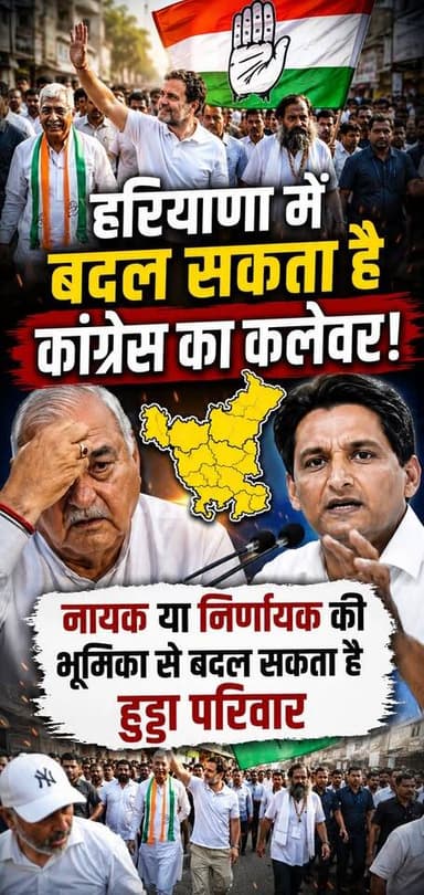 हरियाणा में बदल सकता है कांग्रेस का कलेवर! नायक या निर्णायक की भूमिका से बदल सकता है हुड्डा परिवार
#HaryanaPolitics #Con...