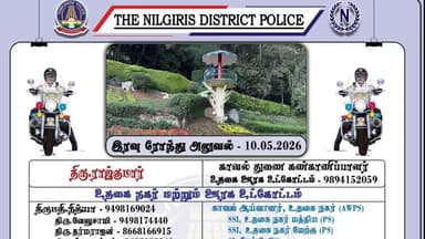 குன்னூர்: குன்னூர் உட்கோட்டத்திற்கு இரவு ரோந்து அலுவலர்கள் எண்கள் அறிவிப்பு