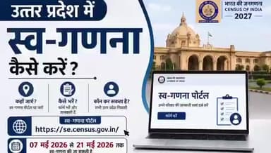 भारत की जनगणना 2027 (प्रथम डिजिटल जनगणना)
7 मई से 21 मई 2026 तक प्रदेश में डिजिटल स्वा-गणना चल रही है।
जनपद वासियों स...