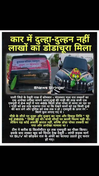 तस्कर लगातार नए - नए तरीके अपनाकर पुलिस को चकमा देने की कोशिश कर रहे हैं। कभी दूध टैंकर, कभी निजी वाहन, कभी बस यात्रियों...