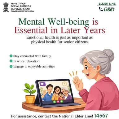 Good mental health helps senior citizens stay happy, active and connected with loved ones. Elder Line Helpline: 14567 #SeniorCare