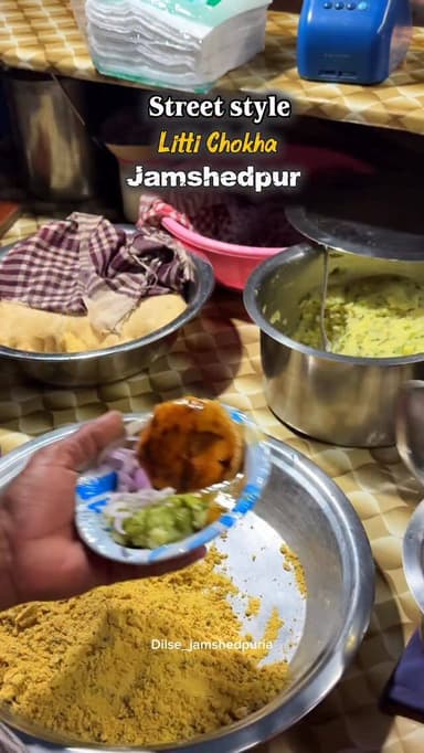 On the streets of Jamshedpur — smoky litti roasting over coal, spicy chokha packed with flavor, and the real taste of Bi...