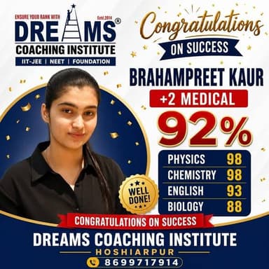 🌟 Proud Moments at Dreams Coaching Institute, Hoshiarpur 🌟
Congratulations to our shining stars for their outstanding pe...