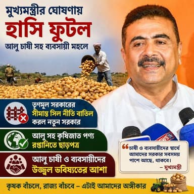 🔴 #নবান্ন / #বর্ধমান ।। তৃণমূল সরকারের " বর্ডার সিল " নীতি বাতিল করল নতুন সরকার : আলু সহ কৃষিজাত পণ্য রপ্তানি হবে ভিন র...