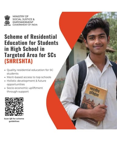 SHRESHTA Scheme is opening doors to quality education and brighter futures for SC students across India. Scan the QR code to know more 📚 #EducationForAll