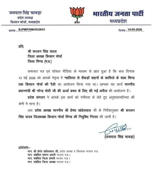 क्या यह कार्रवाई वीरेंद्र गोयल पर भी होगी ?
BJP Madhya Pradesh Hemant Khandelwal Dr Mohan Yadav
